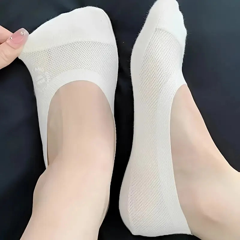 1/4/10 Pairs Women Breathable Mesh Invisible Socks Spring Summer Thin Soft Comfortable Silicone Anti Slip Cotton Casual Socks