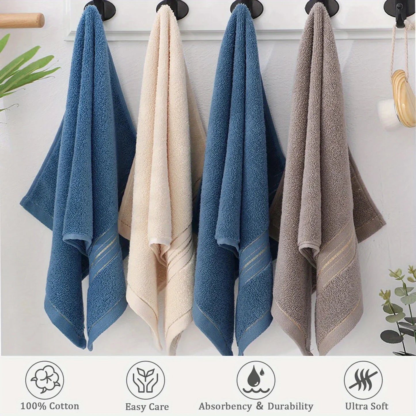 Pure Cotton Bath Towel, Soft and Absorbent Multi-Purpose High-Quality Quick-Dry Bathroom Towel