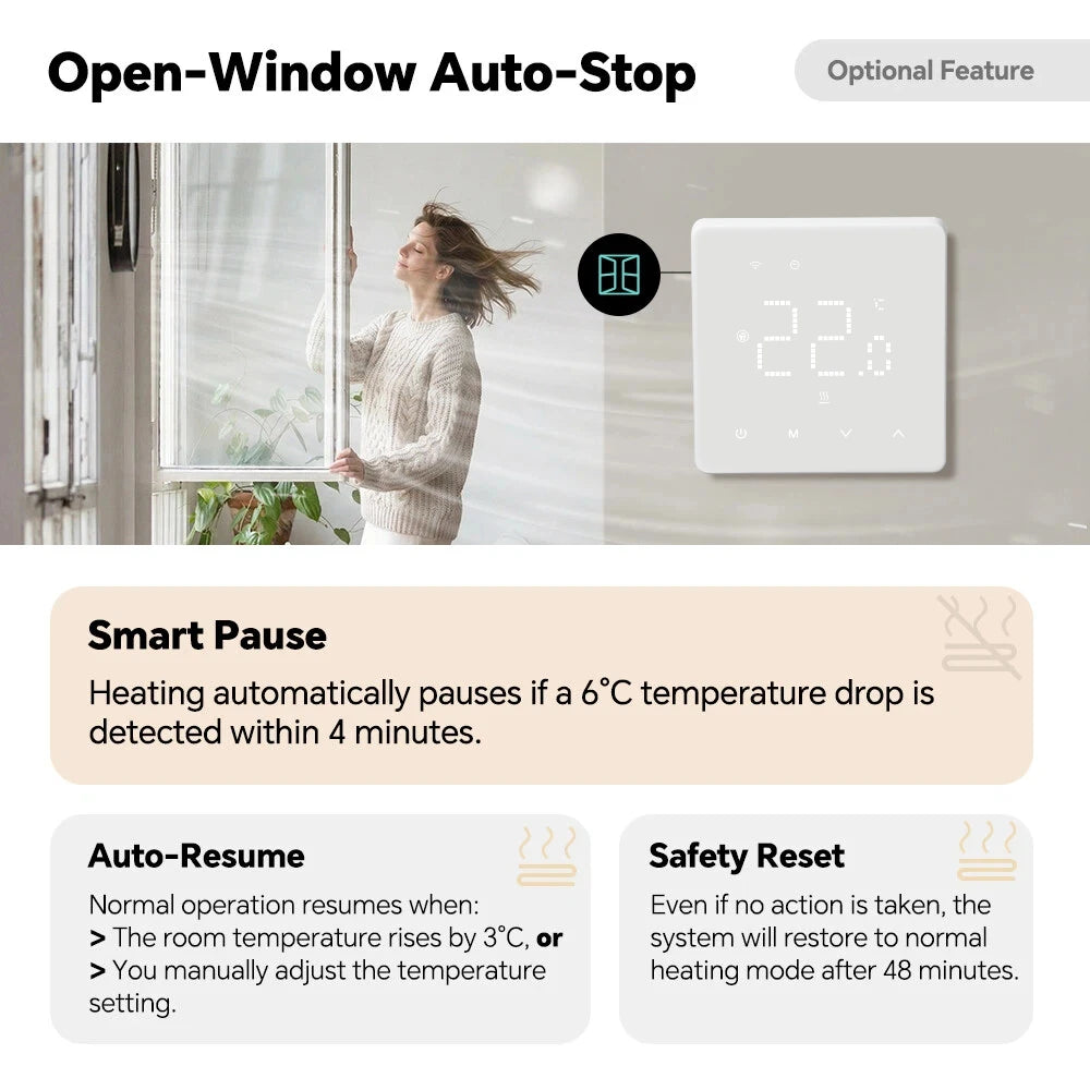 Beok Zigbee-termostat för elektrisk golvvärme 16 A – 2–4-pack