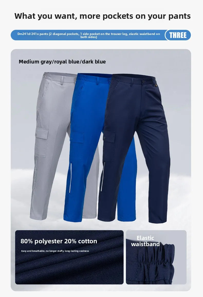 Men's Work Pants for Electricians, Auto Repair, Reflective Strips, Construction Site Trousers, Loose Labor Protection Pants Over