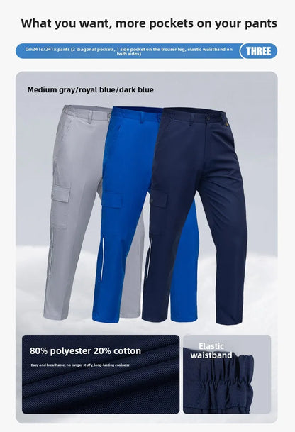 Men's Work Pants for Electricians, Auto Repair, Reflective Strips, Construction Site Trousers, Loose Labor Protection Pants Over
