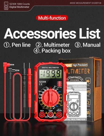 ANENG SZ308 digital multimeter med VD802-spänningspenna