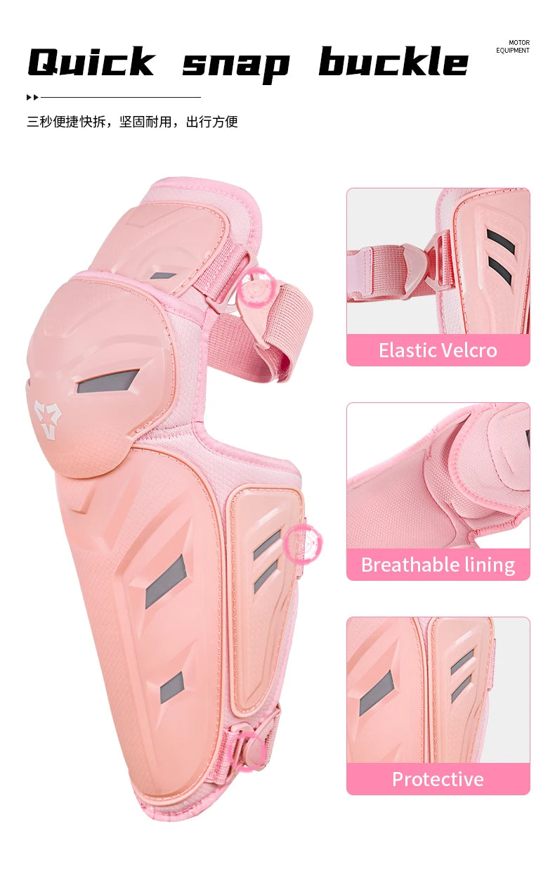 Motocross Knee Pads & Elbow Pads Set Adult Black Pink Leg And Elbow Protective Gear for Dirt Bike Motorcycle For Riding M-L