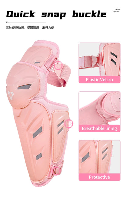 Motocross Knee Pads & Elbow Pads Set Adult Black Pink Leg And Elbow Protective Gear for Dirt Bike Motorcycle For Riding M-L