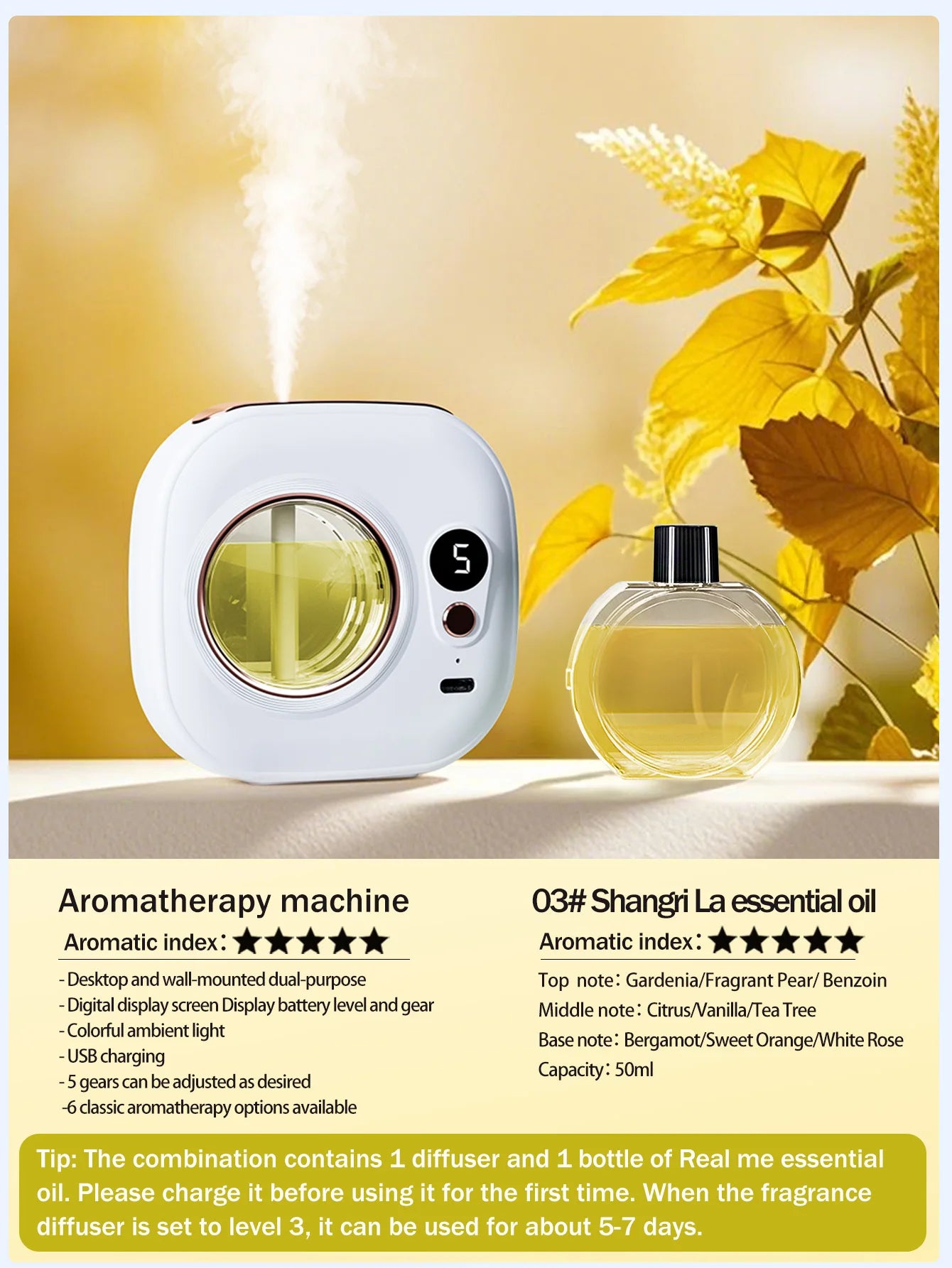 Rechargeable automatic aroma diffuser, essential oil diffuser, aroma essential oil, hotel bathroom aroma machine gift