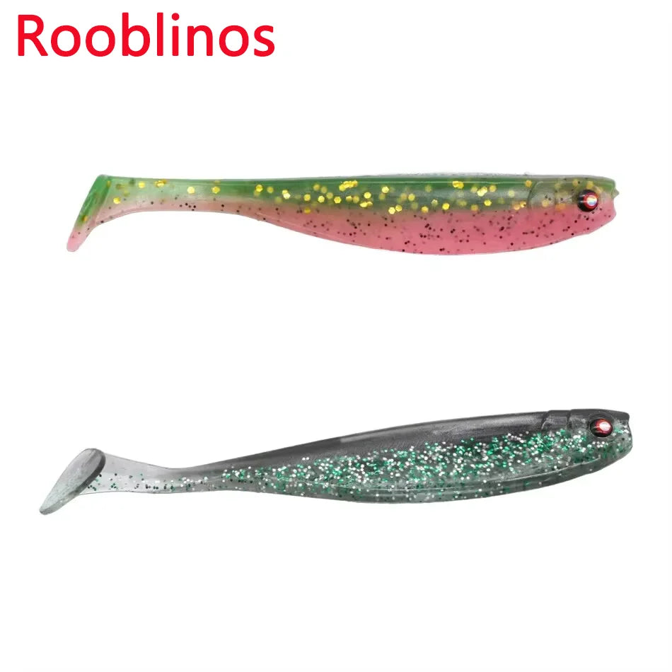 ROOBLINOS Fishing Soft Lure 9cm 4pcs T-tail Artificial Lures Ice Winter Fishing Bait