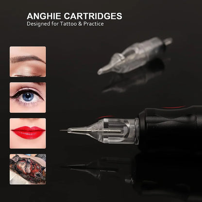 Complete Cartridge Tattoo Pen Machine Kit DC Rotary Machine Pen with Cartridge Needles Power Supply Inks for Tattoo Beginner Set