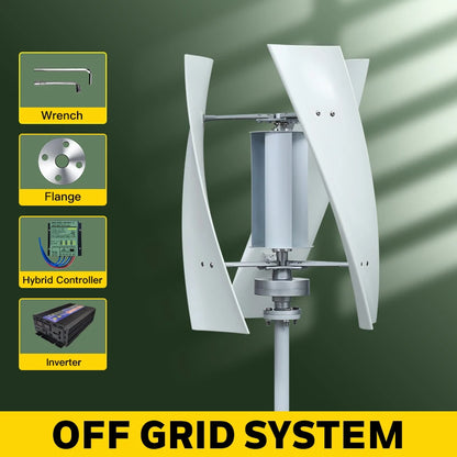 SMARAAD Vertikal Vindturbin 2kW – Magnetisk Dynamo MPPT Boost Hybrid Sol+Vind Off-Grid Inverter 220V, EU-lager Polen