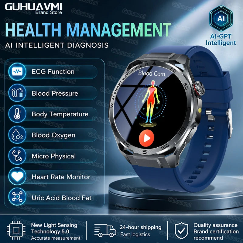 2026 New AI Health Care Accurate Detection ECG Smart Watch Blood Pressure lipids Uric Acid Analysis Bluetooth Call Smart Watches