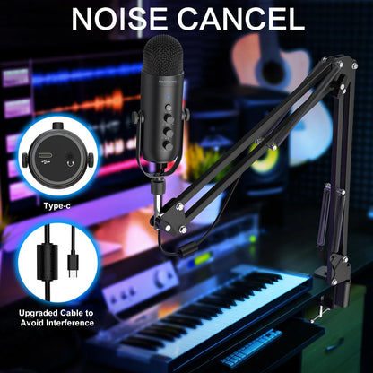 Haomuren professionellt USB-mikrofonkit för studio och podcast med kardioidkondensator