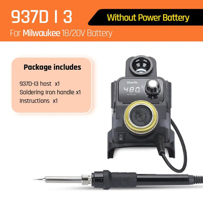 Silverflo 937DI Trådlös Löddstation – Portabel, 200–480°C, Kompatibel med DeWalt/Milwaukee/Makita 18–20V Batteri