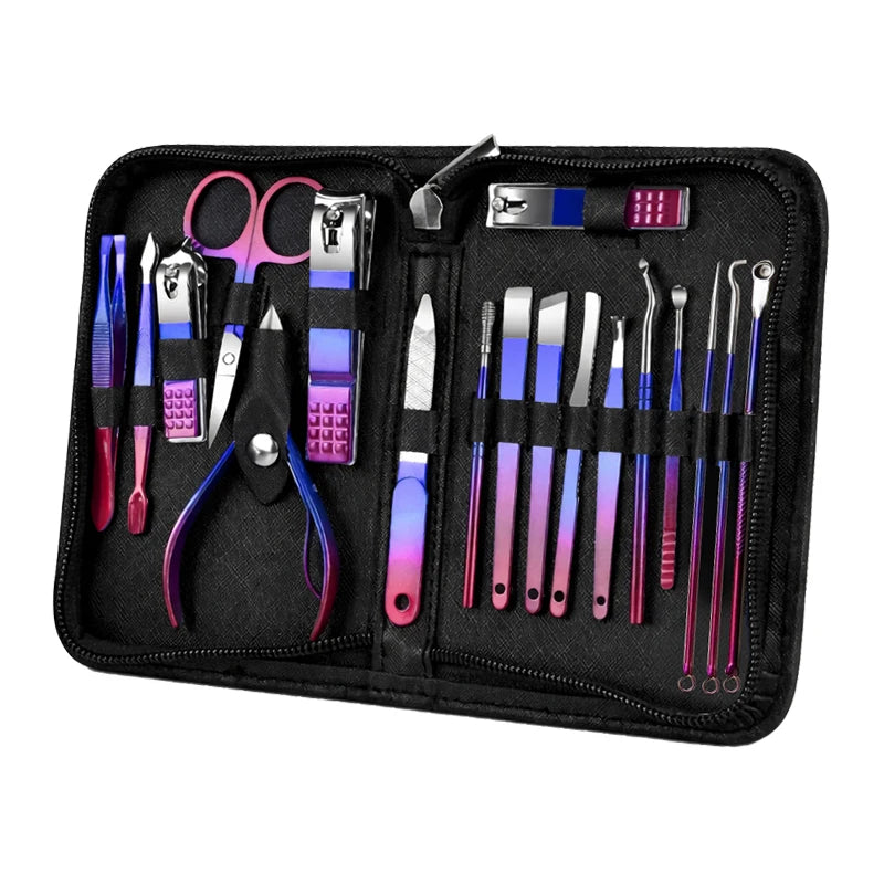 Professionellt Nagelklippare Set 18 delar – Rostfritt Stål Manikyr Pedikyr Dragkedjefodralet Unisex, 4 Färger