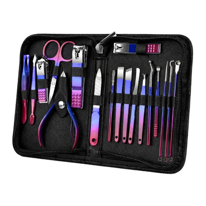 Professionellt Nagelklippare Set 18 delar – Rostfritt Stål Manikyr Pedikyr Dragkedjefodralet Unisex, 4 Färger