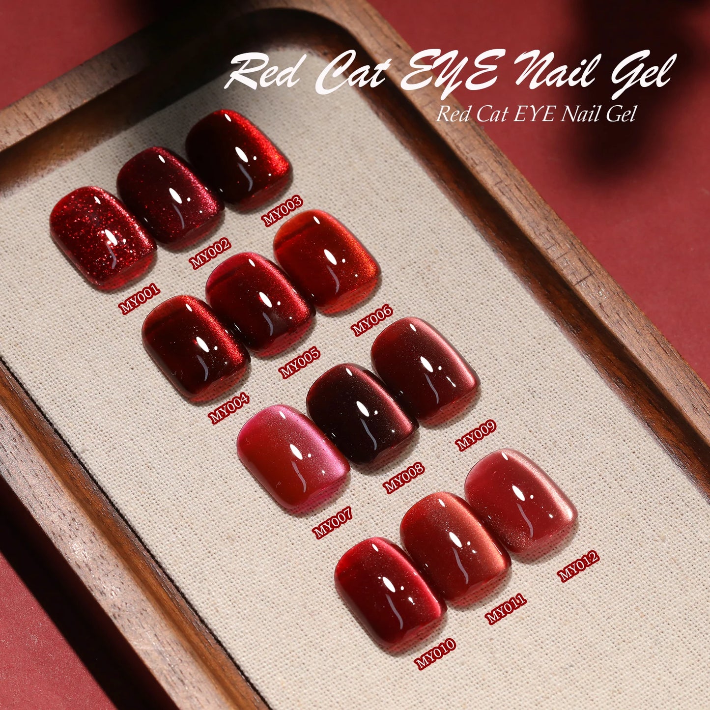 Red Cat Eye Gel Nail Polish Magnetic Glitter Holographic Red Ruby Christmas Polish Reflective Jelly Translucent UV Gel Manicure