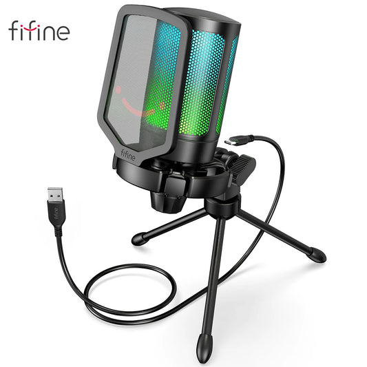 FIFINE USB-gamingmikrofon med RGB och kondensatorteknik