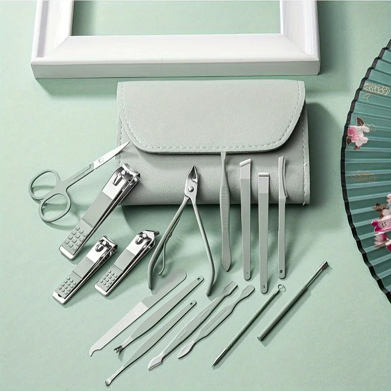 16pcs Nail Clippers and Nail Trimming Tool Set, a Professional Nail Clipper and Pedicures Tool Kit That Is Easy to Carry