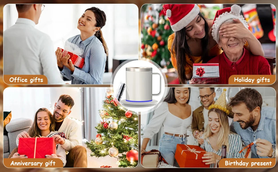 Self Heating Coffee Mug USB Powered Heated Cup with Temperature Control 131℉ Electric Coffee Mug Warmer for Desk Heated Mug