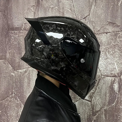 ORZ Carbon Fiber Motorcycle Helmets Men's and Women's Four Seasons Lightweight Helmets Motocross Color Lens Cosas Moto