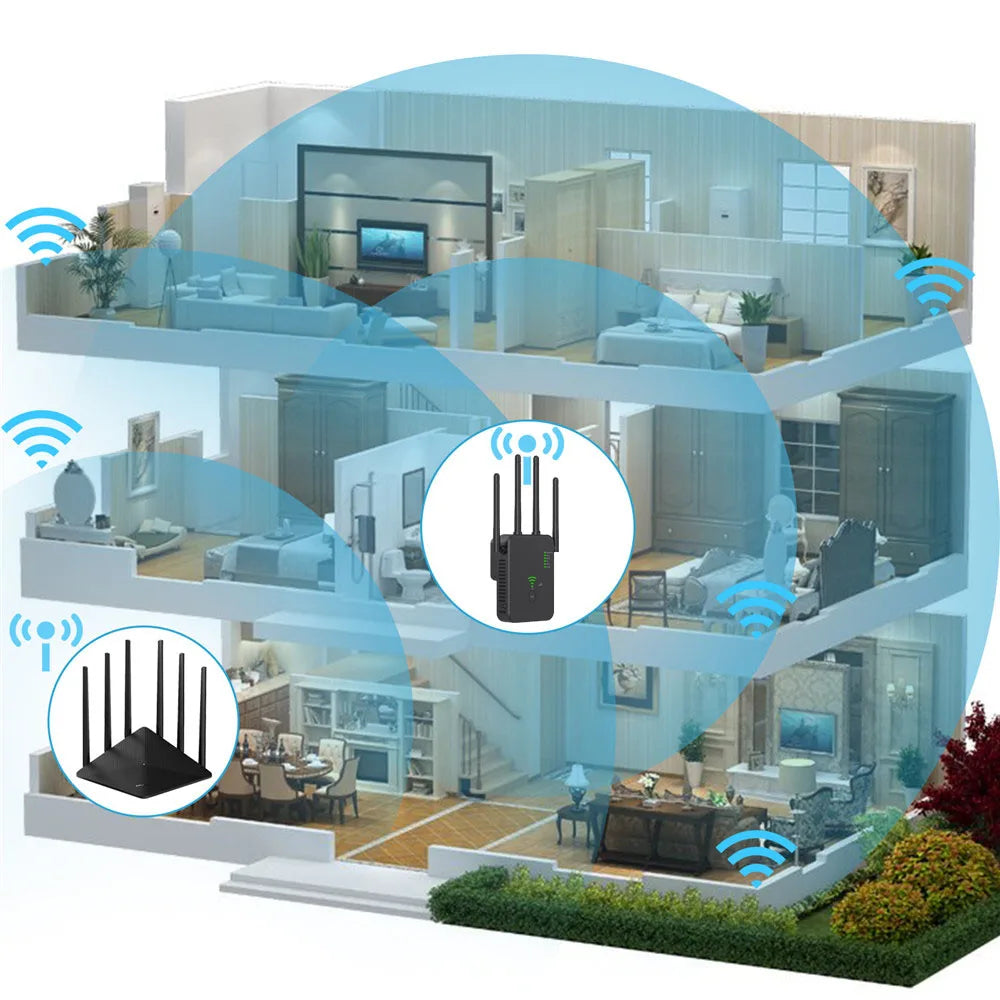 1200Mbps Wireless WiFi Repeater 5Ghz  Router WiFi Extender Amplifier 2.4G/5GHz Wi-Fi Signal Booster Long Range Network Receiver