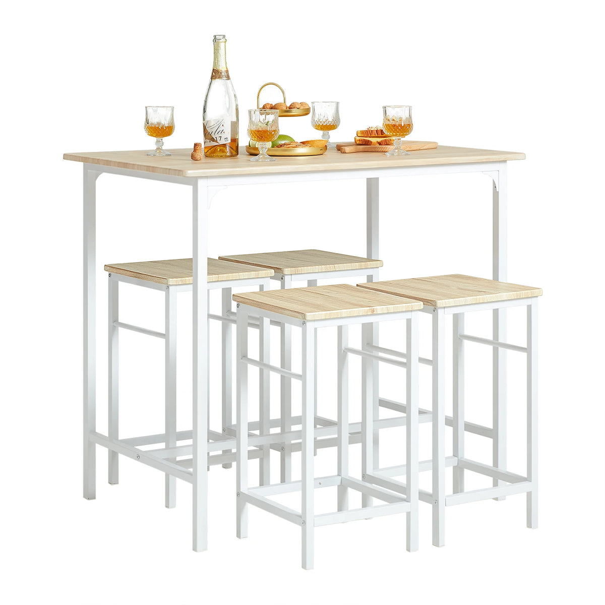 SoBuy OGT11 barbordsset med 4 barpallar – bord 100 × 60 cm