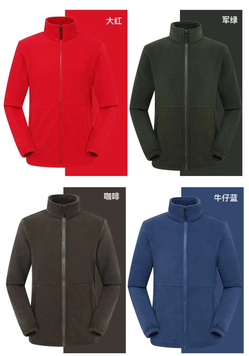 Herr/Dam Fleecejacka Vinter 2026 – Anpassningsbar Tryck Vandring Camping Outdoor S–4XL 6 Färger