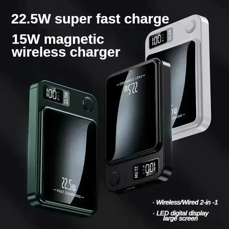 Lenovo New 500000mAh Magnetic Wireless Power Bank Super Fast Charging LED Display Digital for MagSafe For iPhone Huawei Xiaomi