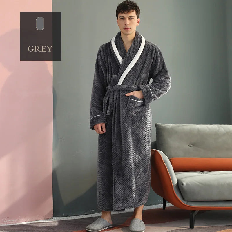 Female Autumn and Winter Warm Long Coral Velvet Thick Couple Bath Bathrobes Men Women Pajamas Shower Robe Bath Towels For Adults