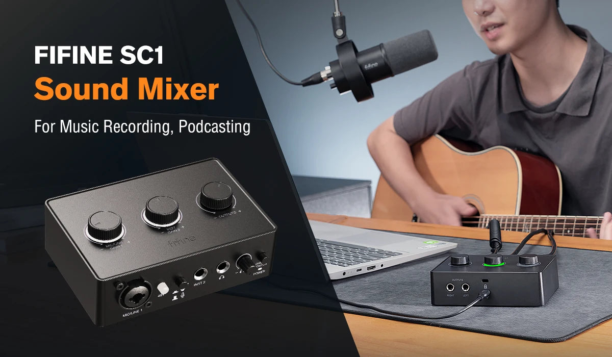 FIFINE Podcast Microphone Audio Mixer Headset Kit with Boom Arm for PC,Recording Studio Microphone for Youtube-K688/H8/Ampli1