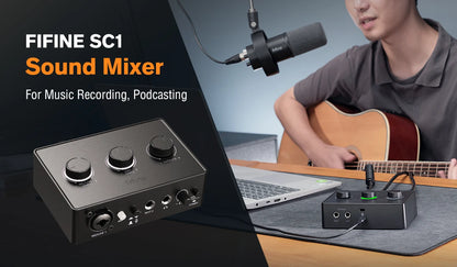 FIFINE Podcast Microphone Audio Mixer Headset Kit with Boom Arm for PC,Recording Studio Microphone for Youtube-K688/H8/Ampli1