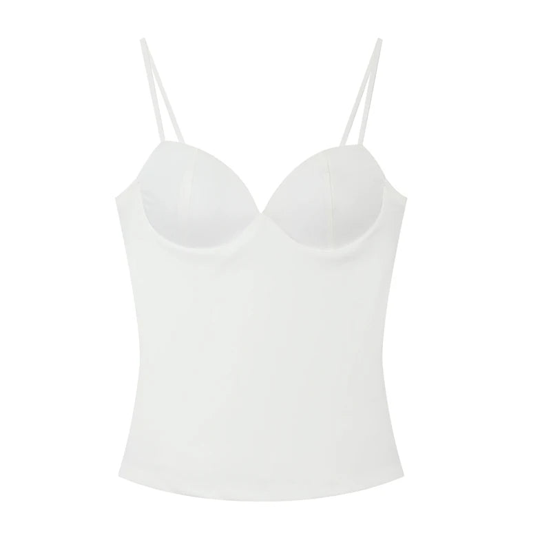 HXAO Sleeveless Crop Tops For Woman Corset Camisole Brown Top Women Bodycon Backless Sexy Tops With Straps Bustier Tank Tops