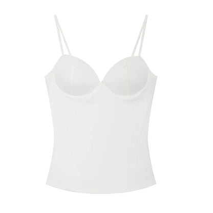 HXAO Sleeveless Crop Tops For Woman Corset Camisole Brown Top Women Bodycon Backless Sexy Tops With Straps Bustier Tank Tops
