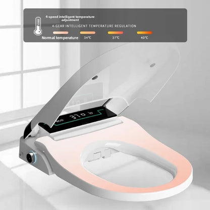 Intelligent Toilet Lid with Automatic Flip and Remote Control for Instant Hot Seat Toilet Cover LCD Display ,Round/Elongated