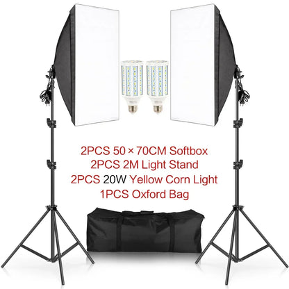 SH 1pc-3Pcs Photography 50x70CM Softbox Lighting Kits Professional Light System With E27 Photographic Bulbs Photo Studio