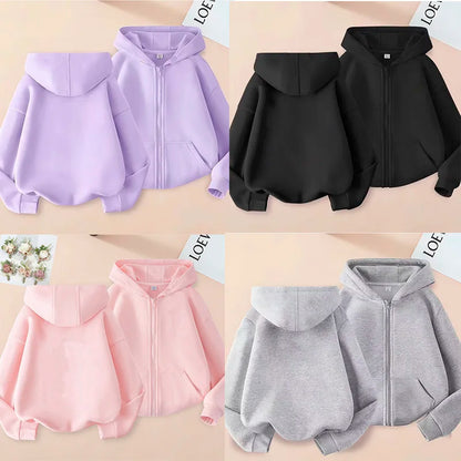 New Solid Color Children's Fashion Kids Boy Hoodies Zip Up Spring Autumn Girls Casual Zipper Sweatshirt Kids Hoodies Sweatshirt