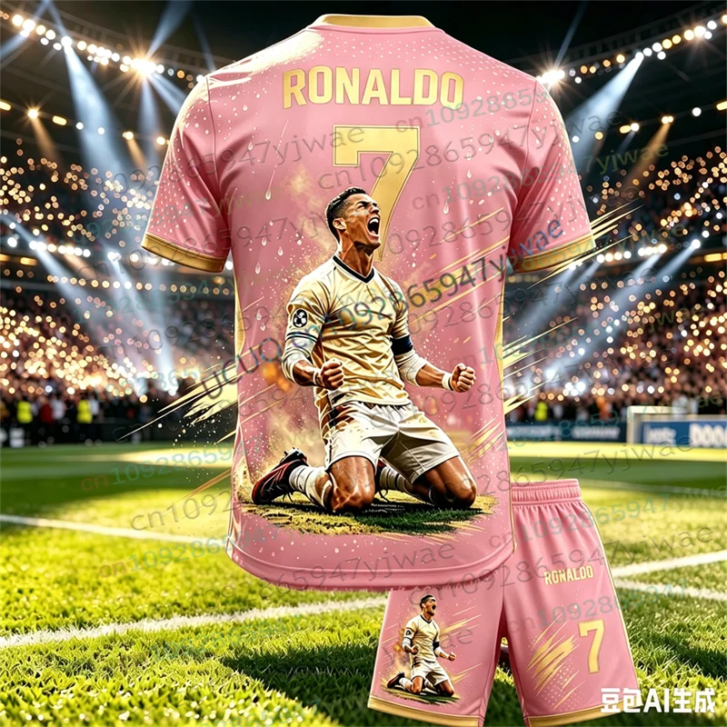 New Special Edition No.7 Fans Football Jersey Tee Shorts Set Women Men Sportwear Summer Casual Kids Tshirt Set 2 Piece Set