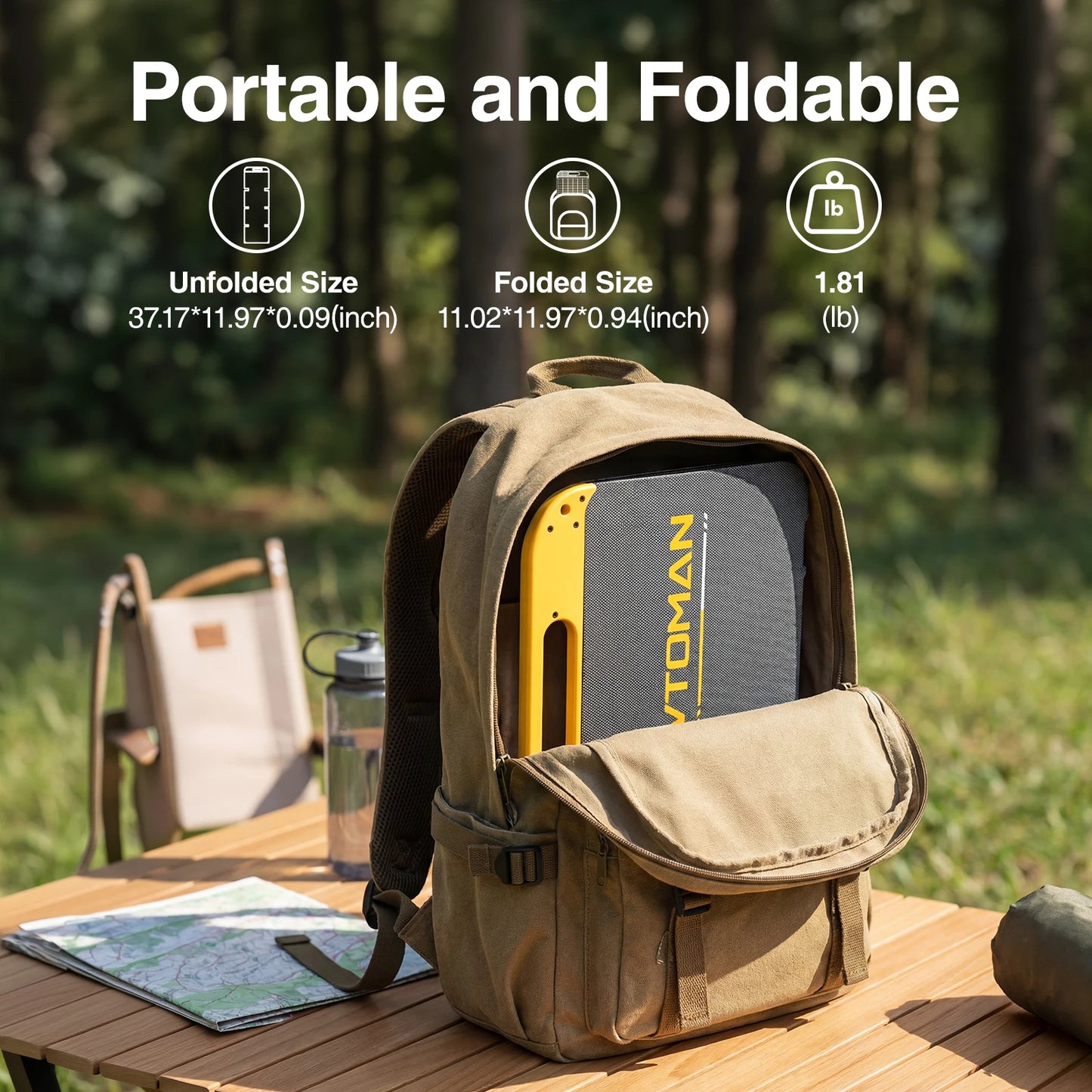 VTOMAN Foldable 40W Solar Panel Portable Waterproof Small Solar Panel Charger with USB-C and USB-A Outputs for Phone, Tablet, Jump 100/FlashSpeed300 Portable Power Station -for Camping, Travel Hiking