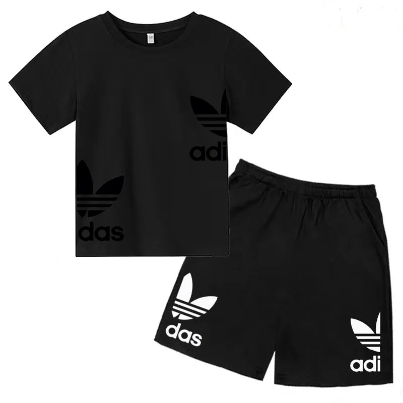 New Children Letter-Print Summer T-shirt Boy Girl Toddler3-12Years Short-Sleeved+Shorts Charming Casual Fashion Sports Brand Set