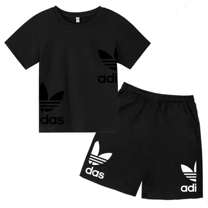New Children Letter-Print Summer T-shirt Boy Girl Toddler3-12Years Short-Sleeved+Shorts Charming Casual Fashion Sports Brand Set