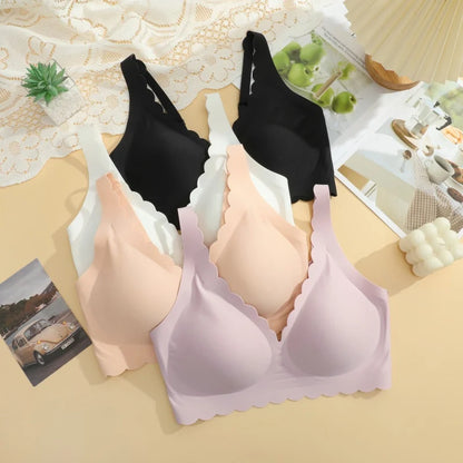 Women's No Trace Bra Plus Size Gather Without Steel Ring Underwear Soft Support Comfortable Sleeping Bra Anti-sagging Lingerie