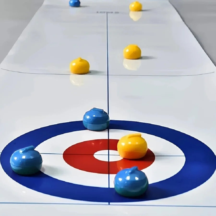 Bordscurling spel för tonåringar eller vuxna med rullskridskocurlingbollar för festunderhållningsspel