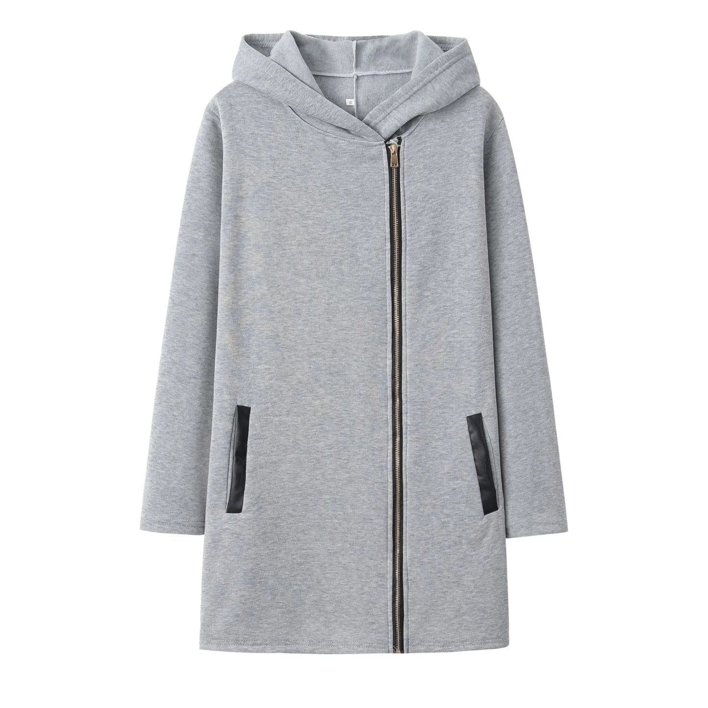 Fashion Trend Loose Side Zipper Plus Fleece Jacket Hooded Sweater Woman