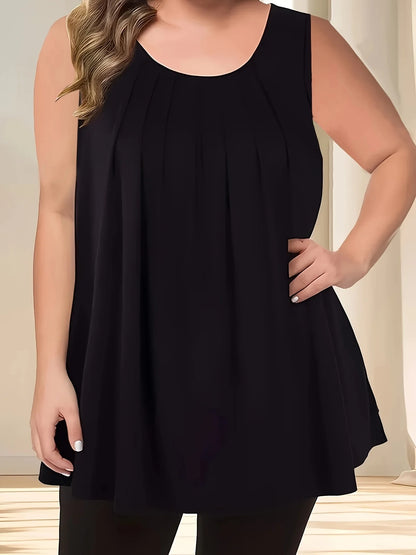 Plus Size Women's Solid Color Tops 1XL-5XL Casual Loose Basic Tee Versatile for Daily Commute & Layering