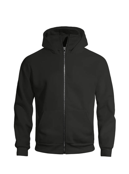 Autumn Men's Double-Layer Hooded Zip-Up Sweatshirt, Loose Casual Fit with Front Pockets, Ideal for Outdoor and Streetwear Style