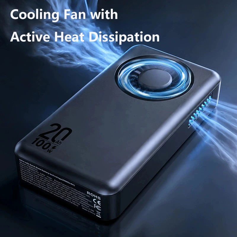 PowerBank 20000mAh 100W Fast Charging For Laptop Semi-solid Battery Qi2.2 25W Magnetic Wireless Charger for iPhone Apple Watch