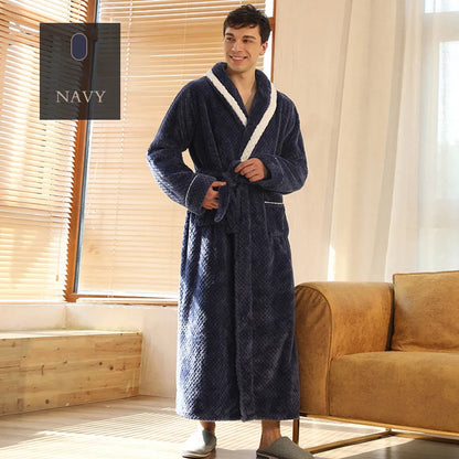 Female Autumn and Winter Warm Long Coral Velvet Thick Couple Bath Bathrobes Men Women Pajamas Shower Robe Bath Towels For Adults