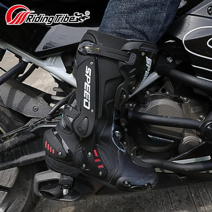 MC-stövlar B1008 – högskaftade körstövlar för touring och racing, unisex 40–45