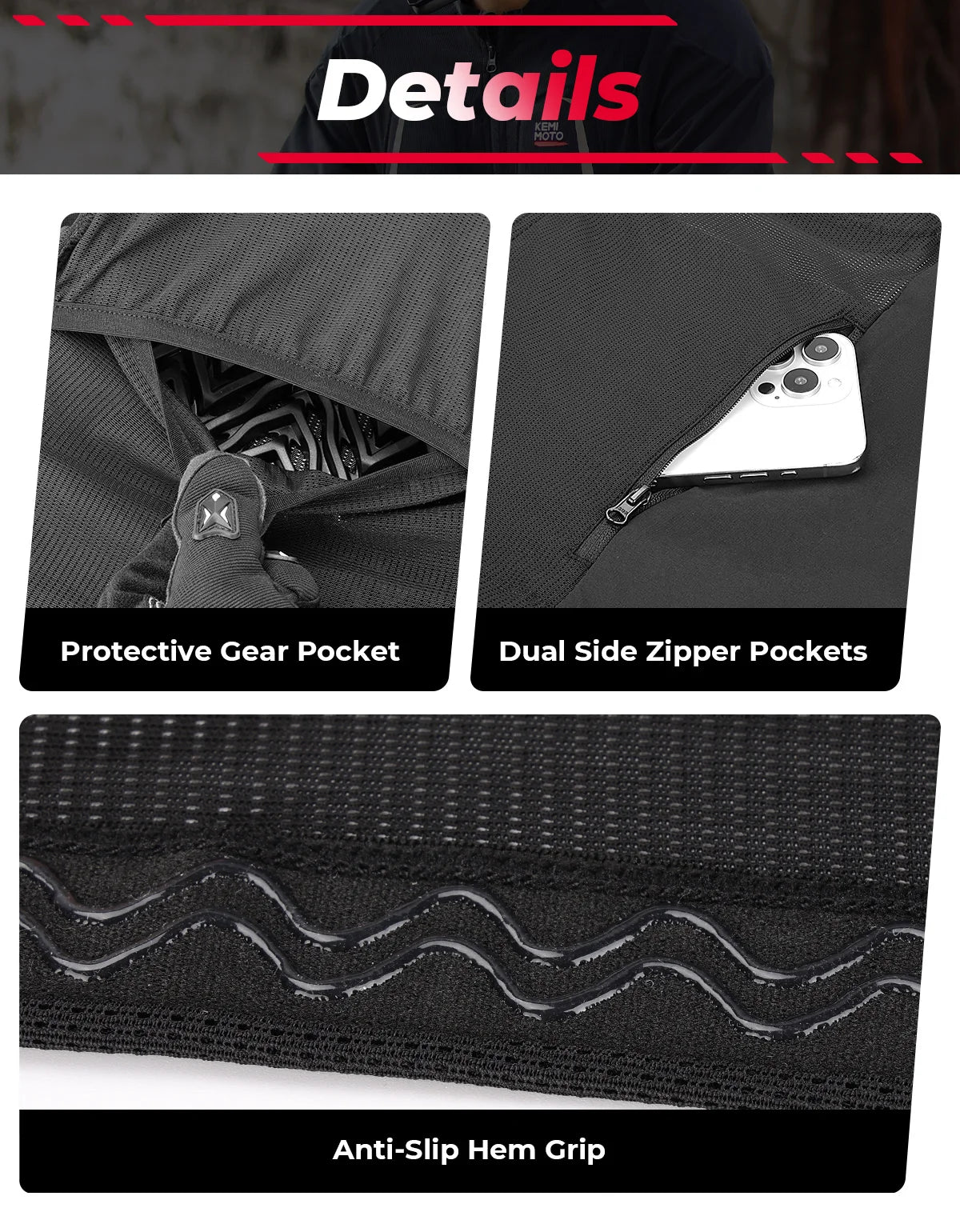Motorcycle Riding Jacket Summer Breathable Men Women with 7Pcs Set CE Protective Gear Soft Mesh Body Protector Moto  Equipment