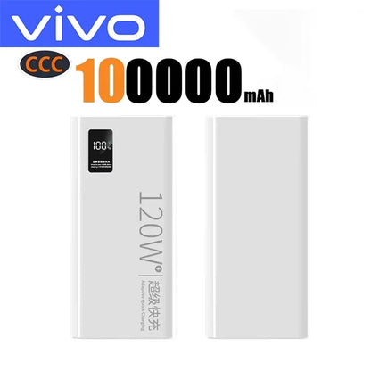 VIVO 500000mAh Power Bank 120W Super Fast Charging Portable LED Digital Display External Power Bank for iPhone Samsung 2026New
