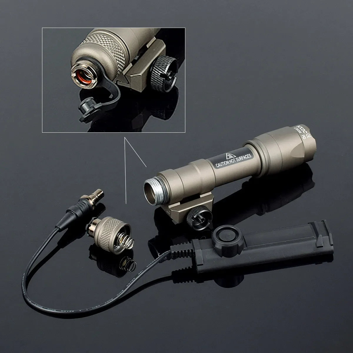 Taktisk M600 Vapenlamp med Tryckströmbrytare för 20 mm Skena