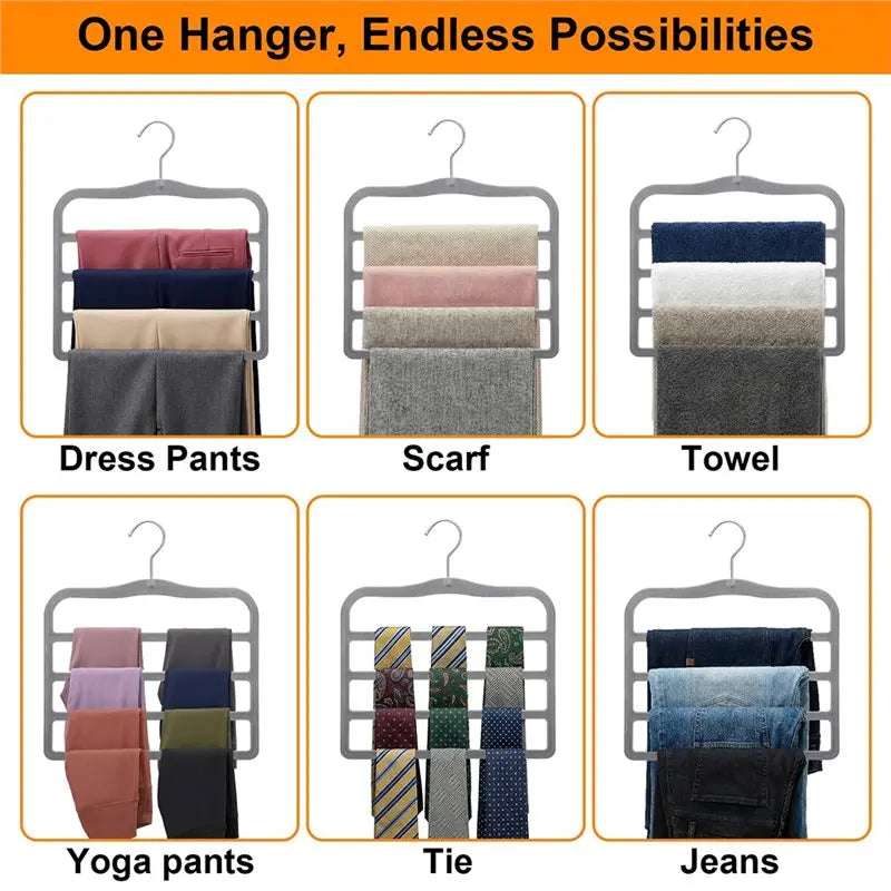 L60A Hangers, Space-Saving Multi-Tier Closet Organizers For,Trousers, Skirts, Scarves,Non-Slip Vertical Storage